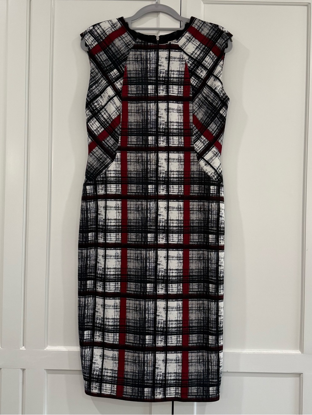 Cato Plaid Sheath Dress in Black, White & Red
